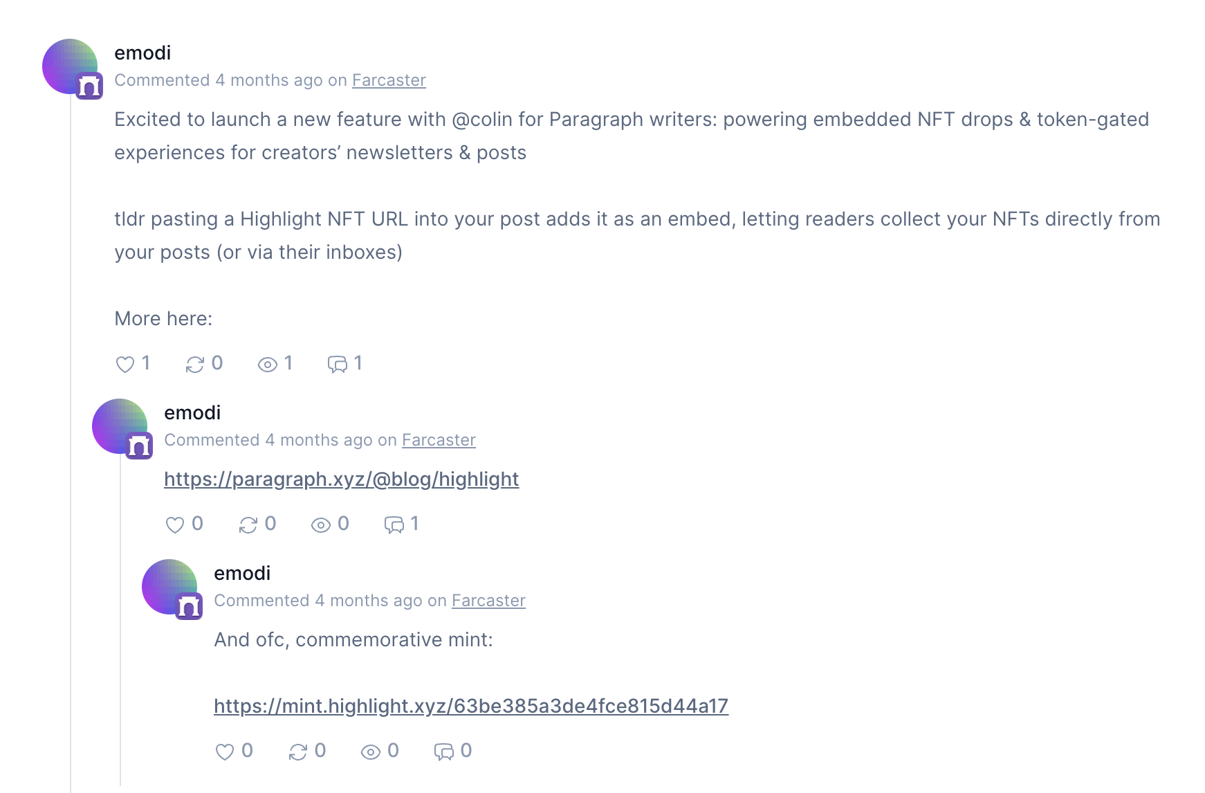 Farcaster comments
